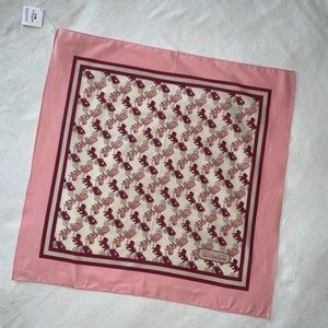 NEW! COACH Horse & Carriage Pink/Ivory/Burgundy Cotton Bandanna Scarf NWT!
